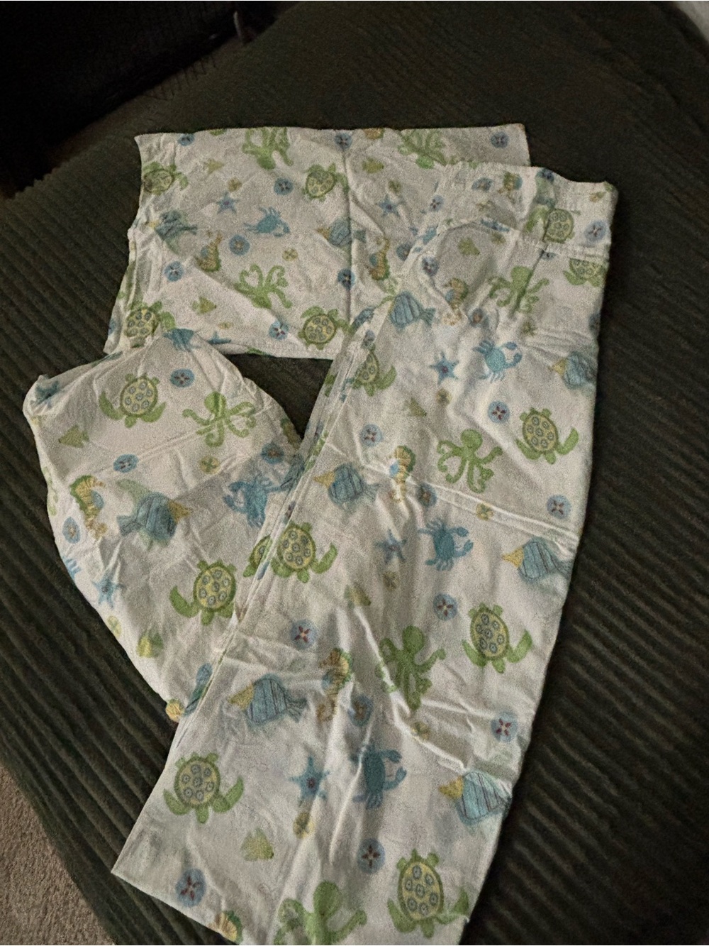 Pottery Barn Twin Sheets Sea Turtle- White with Green & Blue Print